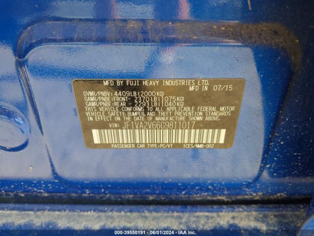 JF1VA2V66G9811017 Subaru Wrx Sti