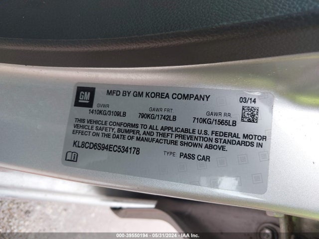 Chevrolet Spark 1lt Auto 2014 KL8CD6S94EC534178 Image 9