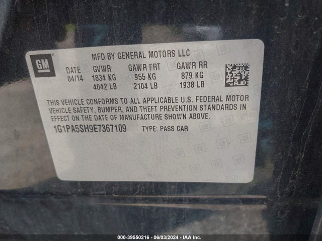 Chevrolet Cruze Ls Auto 2014 1G1PA5SH9E7367109 Image 9