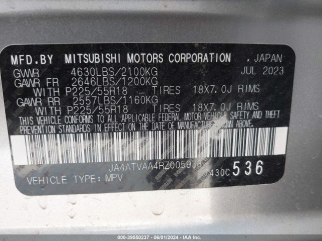 JA4ATVAA4RZ005933 Mitsubishi Eclipse Cross Le S-awc