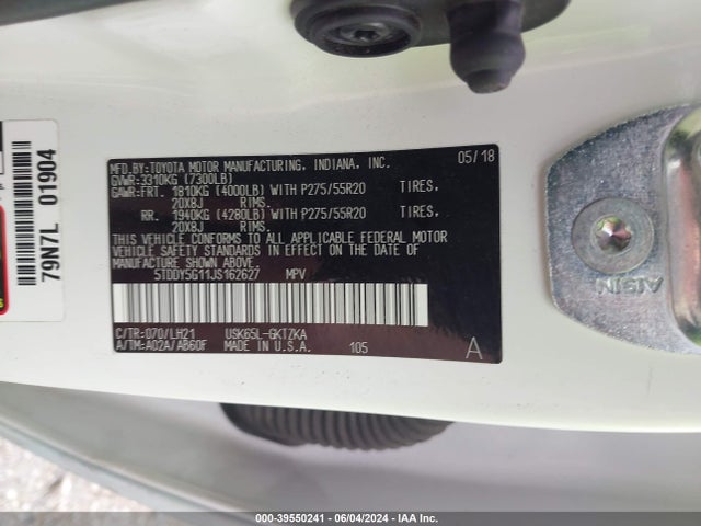 Toyota Sequoia Platinum 2018 5TDDY5G11JS162627 Image 9