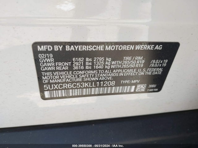 BMW X5 Xdrive40i 2019 5UXCR6C53KLL11208 Image 9