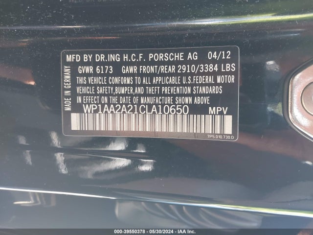 2012 PORSCHE CAYENNE WP1AA2A21CLA10650 Photo 8