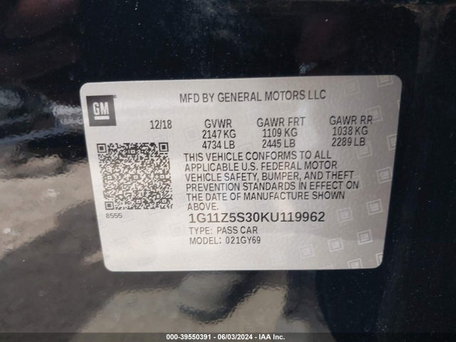 Chevrolet IMPALA LT 2019 1G11Z5S30KU119962 Image 9