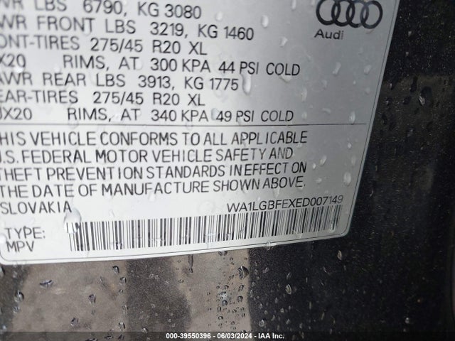 WA1LGBFEXED007149 Audi Q7 3.0t Premium