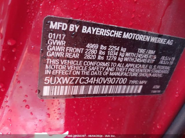 2017 BMW X3 5UXWZ7C34H0V90700 Photo 8