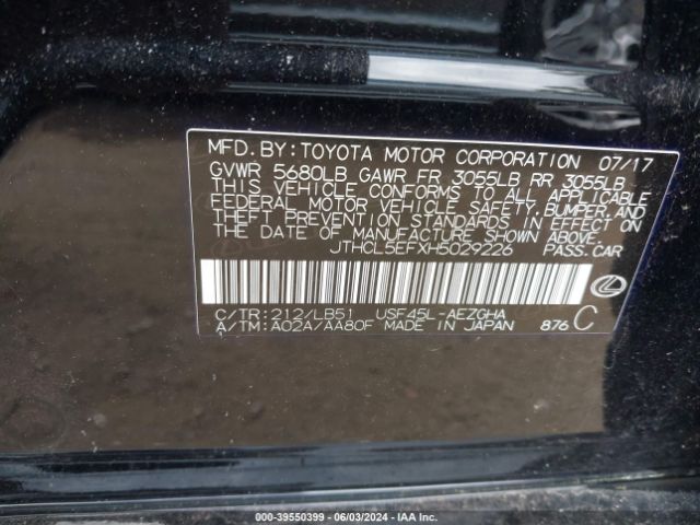 JTHCL5EFXH5029226 Lexus LS 460