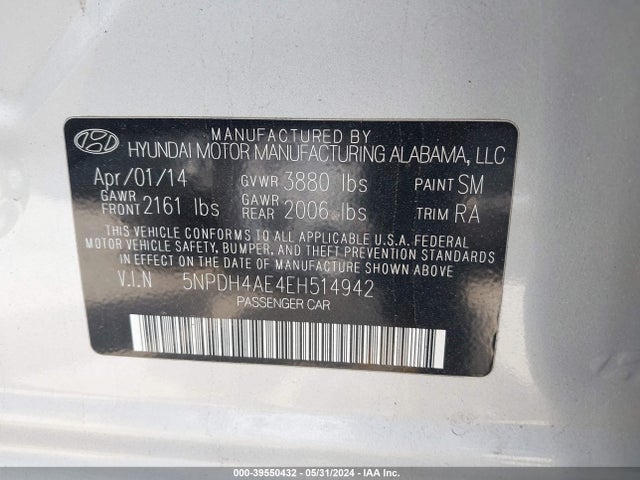 Hyundai ELANTRA SE 2014 5NPDH4AE4EH514942 Image 9
