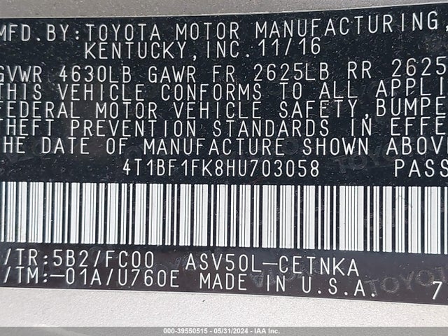 Toyota CAMRY LE 2017 4T1BF1FK8HU703058 Image 9