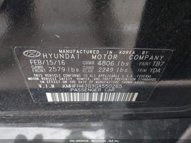 KMHFH4JG3GA550265 Hyundai Azera Limited