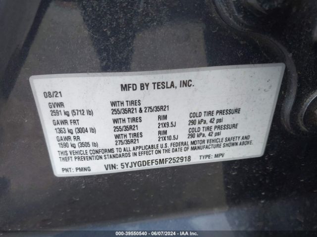 5YJYGDEF5MF252918 Tesla Model Y Performance Dual Motor All-wheel Drive