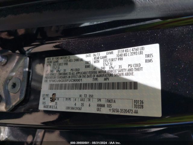 1FMCU9GX5FUC90001 Ford ESCAPE SE