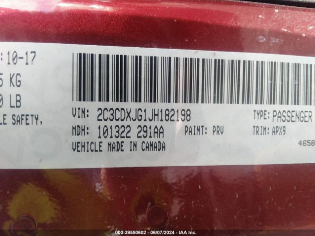 2C3CDXJG1JH182198 Dodge Charger Gt Awd
