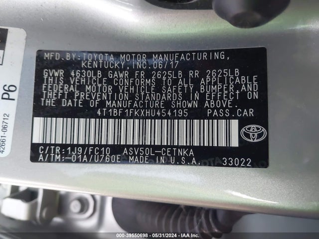 Toyota CAMRY LE 2017 4T1BF1FKXHU454195 Image 9