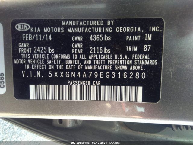 5XXGN4A79EG316280 KIA OPTIMA EX