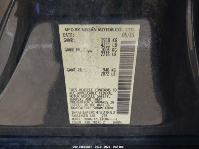 1N4AL3AP3FC452952 Nissan Altima 2.5 Sl