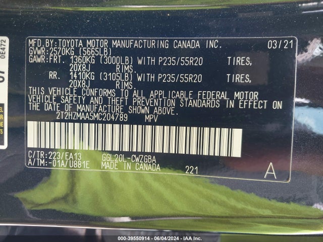 Lexus RX 350 2021 2T2HZMAA5MC204789 Image 9