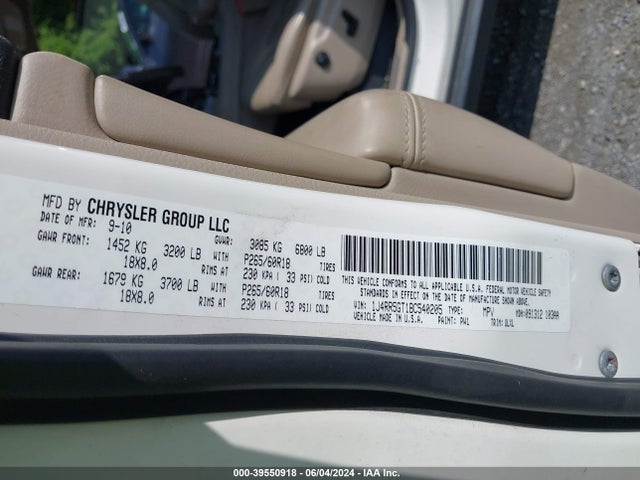 Продажа на аукционе авто 2011 Jeep Grand Cherokee Limited, vin: 1J4RR5GT1BC540205, номер лота: 39550918