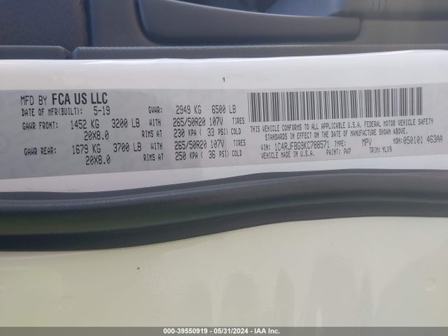 1C4RJFBG9KC788571 Jeep Grand Cherokee Limited X 4x4