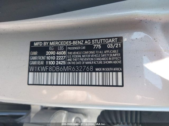 W1KWF8DB6MR632768 Mercedes-Benz C 300 Sedan