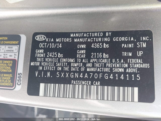 KIA OPTIMA EX 2015 5XXGN4A70FG414115 Image 9