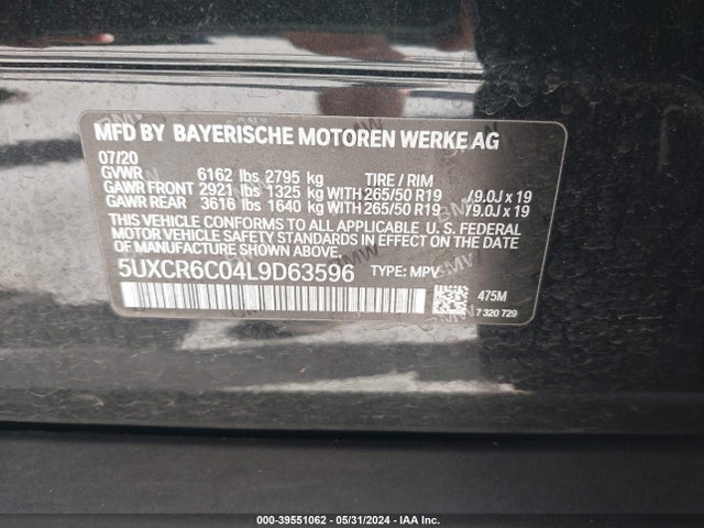 5UXCR6C04L9D63596 BMW X5 Xdrive40i