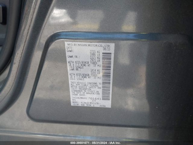 5N1AR2MN4FC701641 Nissan Pathfinder Sl