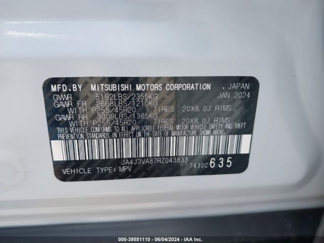 JA4J3VA87RZ043833 Mitsubishi Outlander Se 2.5 2wd