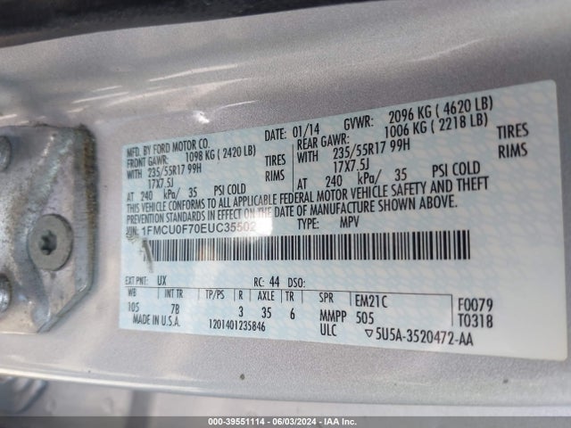 Ford ESCAPE S 2014 1FMCU0F70EUC35502 Image 9