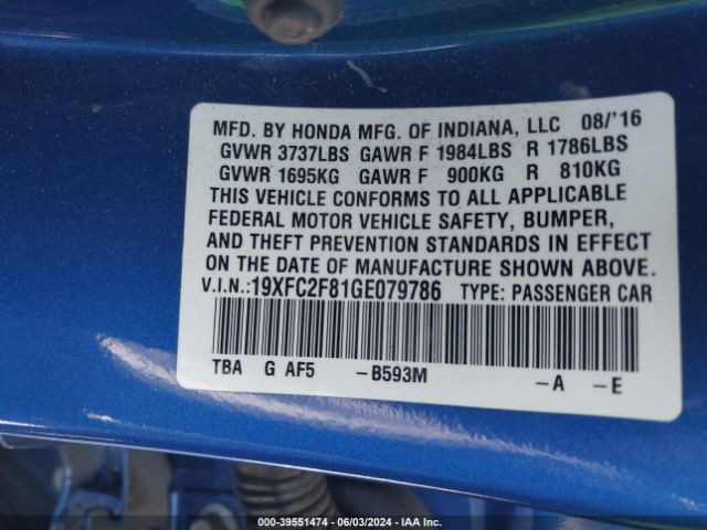 19XFC2F81GE079786 Honda CIVIC EX