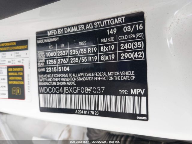 WDC0G4JBXGF087037 Mercedes-Benz GLC 300