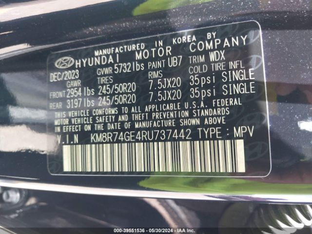 KM8R74GE4RU737442 Hyundai Palisade Calligraphy