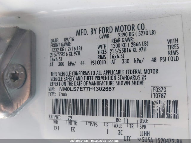 NM0LS7E77H1302667 Ford Transit Connect Xl