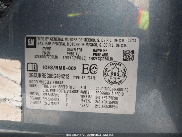 3GCUKREC8EG494212 Chevrolet Silverado 1500 1lt/2lt