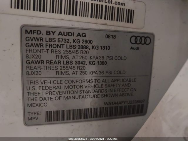 WA1A4AFY1J2228407 Audi Sq5 3.0t Premium Plus