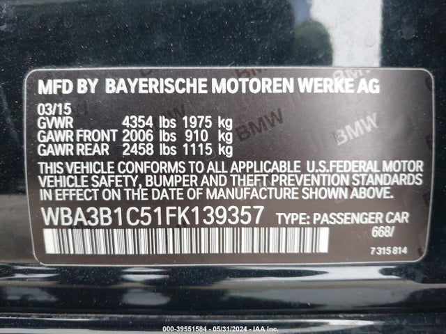 BMW 320i 2015 WBA3B1C51FK139357 Image 9