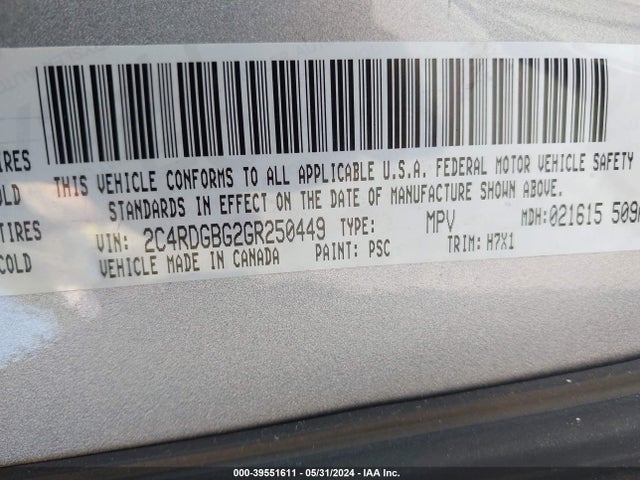 Dodge Grand Caravan Se 2016 2C4RDGBG2GR250449 Image 9