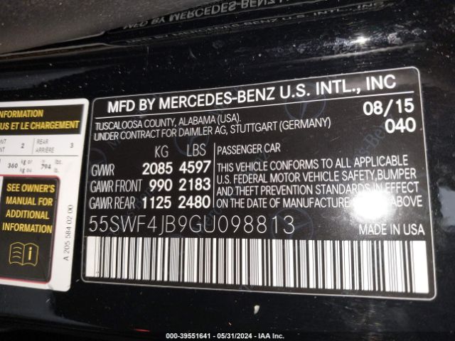 55SWF4JB9GU098813 Mercedes-Benz C 300 Luxury/sport