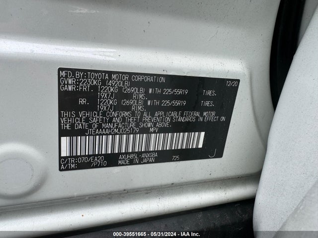 Toyota Venza Le/xle/limited 2021 JTEAAAAH2MJ025179 Image 8