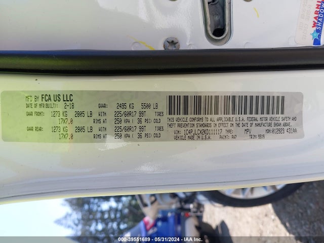 1C4PJLCX2KD111117 Jeep Cherokee Latitude Fwd