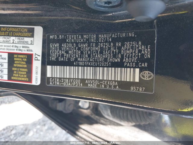 4T1BD1FKXEU120251 Toyota Camry Hybrid Xle