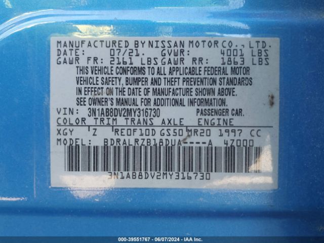 3N1AB8DV2MY316730 Nissan Sentra Sr Xtronic Cvt