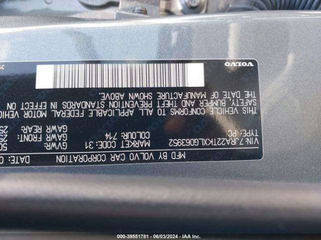 7JRA22TKXLG063952 Volvo S60 T6 Momentum