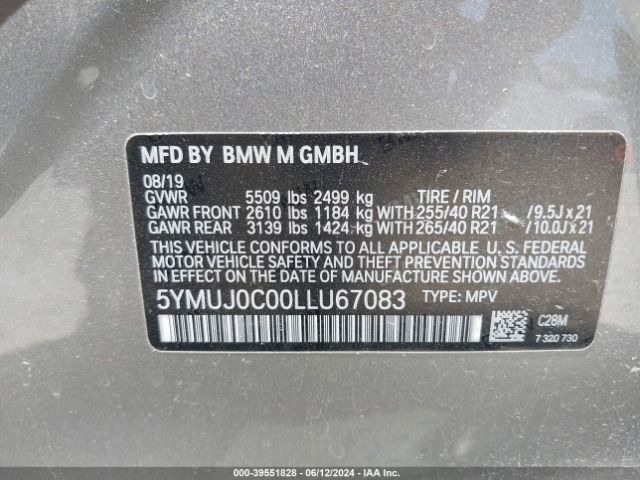 5YMUJ0C00LLU67083 BMW X4 M