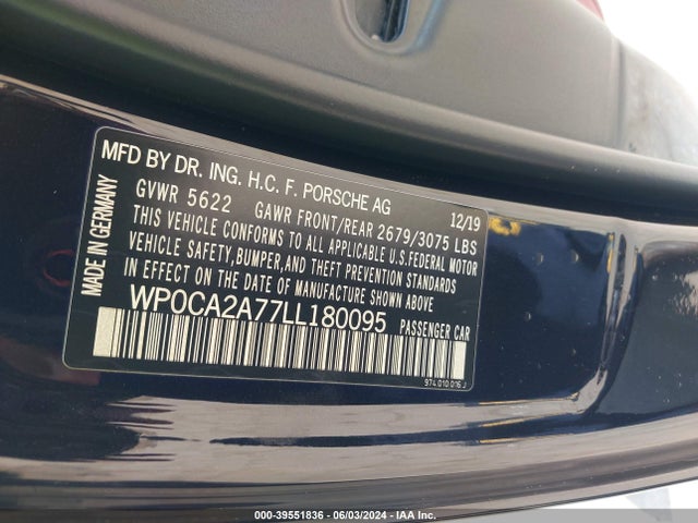 2020 PORSCHE PANAMERA SPORT TURISMO WP0CA2A77LL180095 Photo 8