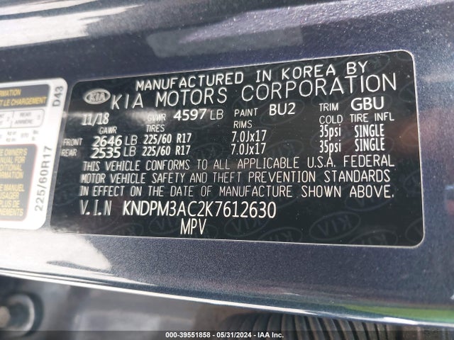 KIA Sportage Lx 2019 KNDPM3AC2K7612630 Image 9