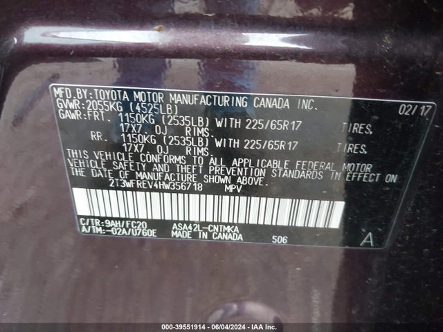 Toyota Rav4 Xle 2017 2T3WFREV4HW356718 Image 9
