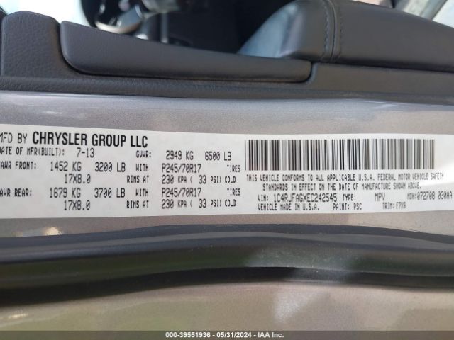 1C4RJFAGXEC242545 Jeep Grand Cherokee Laredo
