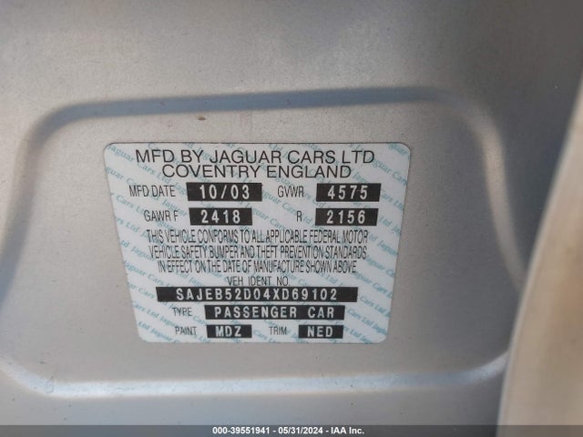 2004 JAGUAR X-TYPE SAJEB52D04XD69102 Photo 8