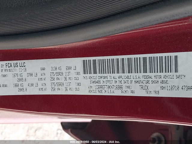 1C6RREFT0KN716986 RAM 1500 Big Horn/lone Star  4x2 5'7 Box